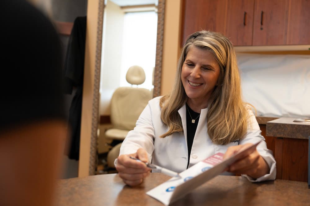 Dr. Jennifer Harrington during a med spa consultation